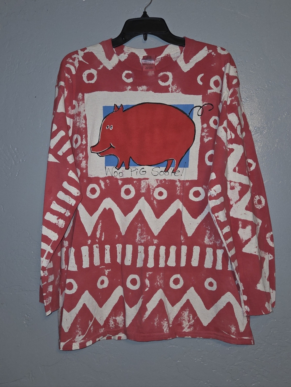 Arkansas Razorbacks Gildan long sleeve T shirt Vintage Hand Painted LARGE